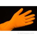 Gants en caoutchouc ménagers orange avec vaporisateur floqué